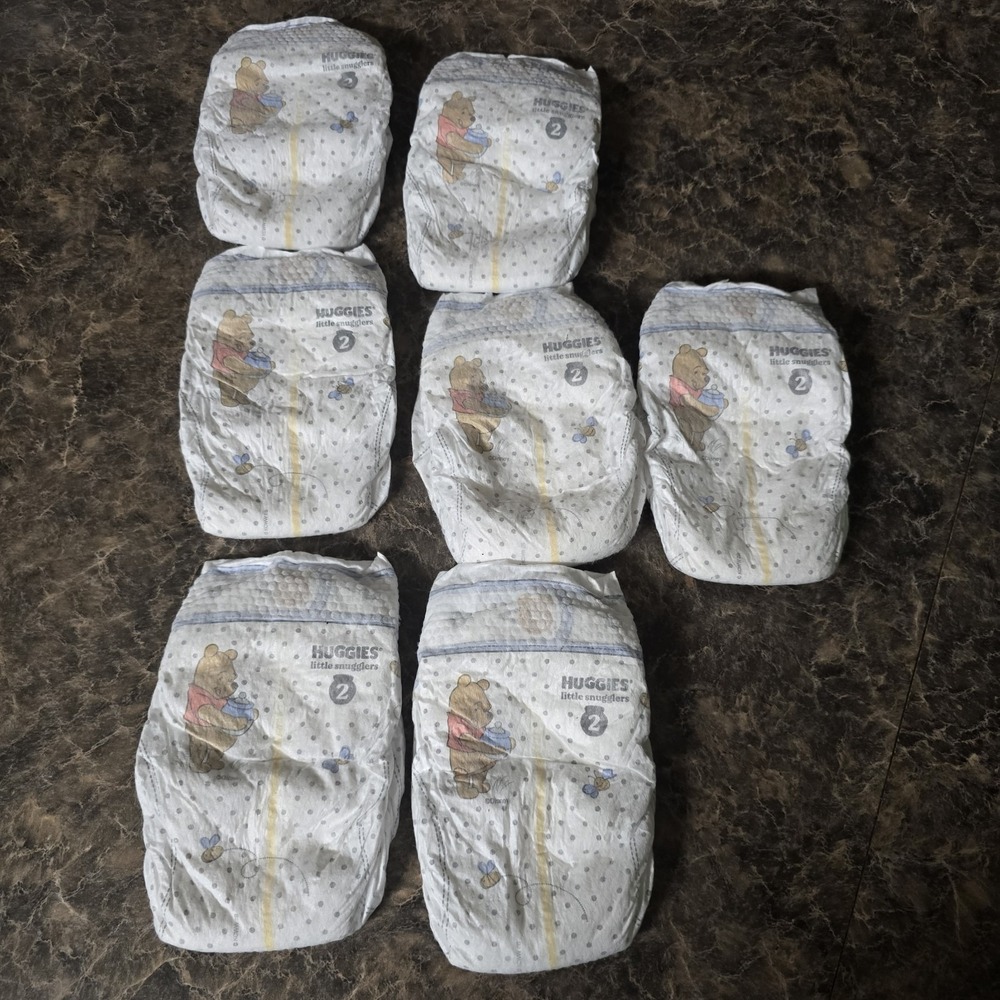 Vintage Huggies Little Snugglers Size 2 Winnie Pooh Disney Diapers Lot of 7